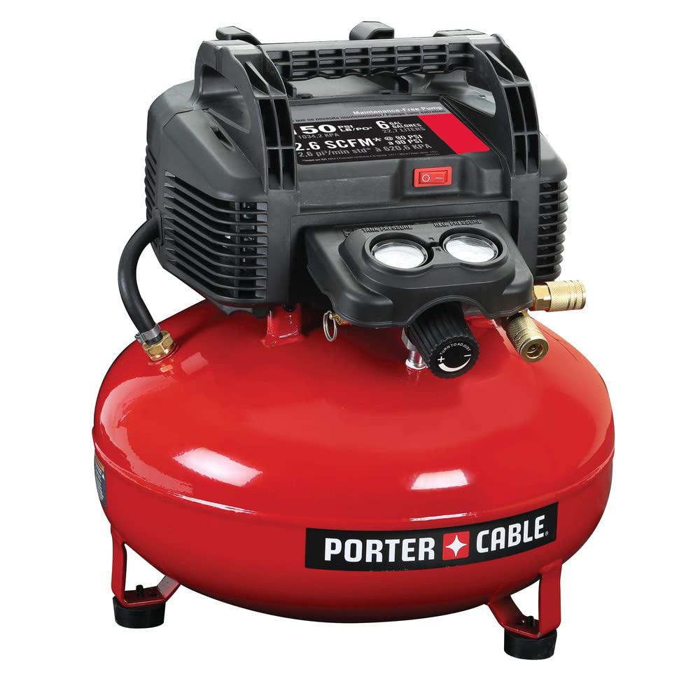 PORTER-CABLE Air Compressor, 6-Gallon, Pancake, Oil-Free (C2002-ECOM) & Pin Nailer, 1-3/8-in., 23-Gauge (PIN138)