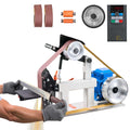 VEVOR 1500W 2HP Belt Sander Grinder, 2" x 82" Variable Speed Belt Grinder for Metalworking, 3-in-1 Belt Sander Polisher with 3 Grinding Moulds & Flat Platen Tool Rest for Knife Making