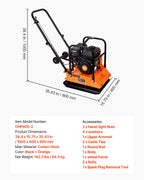 VEVOR Plate Compactor, 6.5 HP 196CC Gas Engine, 5700 VPM Vibrating Ground Rammer, 4047 lbs Compaction Force, 21 x 16 in Plate, Walk Behind Compactor for Paver Landscaping, Asphalt, Foundation, Soil