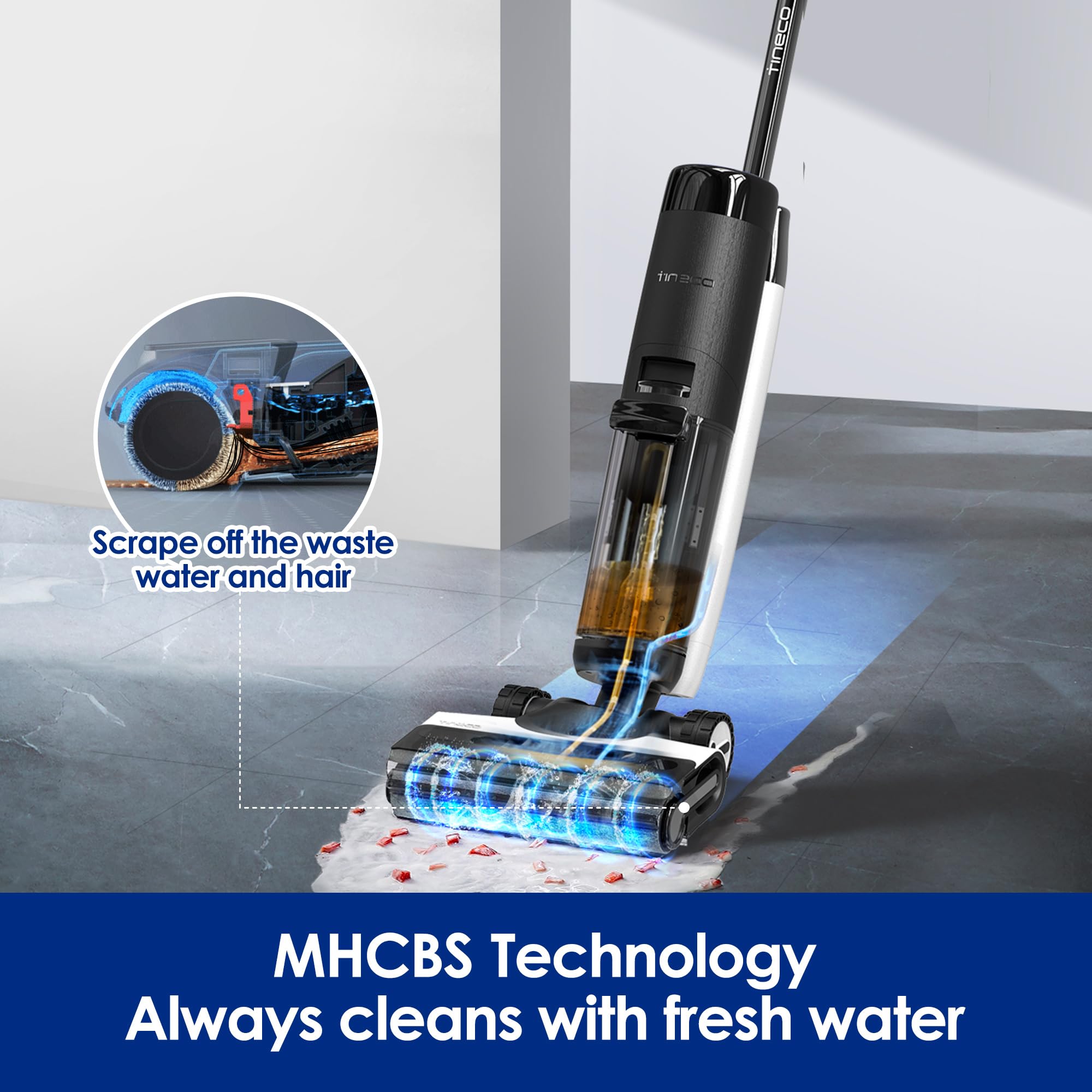 Tineco Floor ONE S7 Pro Smart Cordless Wet Dry Vacuum Cleaner, Long Runtime, Great for Sticky Messes, Self-Cleaning, 158℉Hot Air FlashDrying, Dual-Sided Edge Cleaning, Extended Battery Lifespan