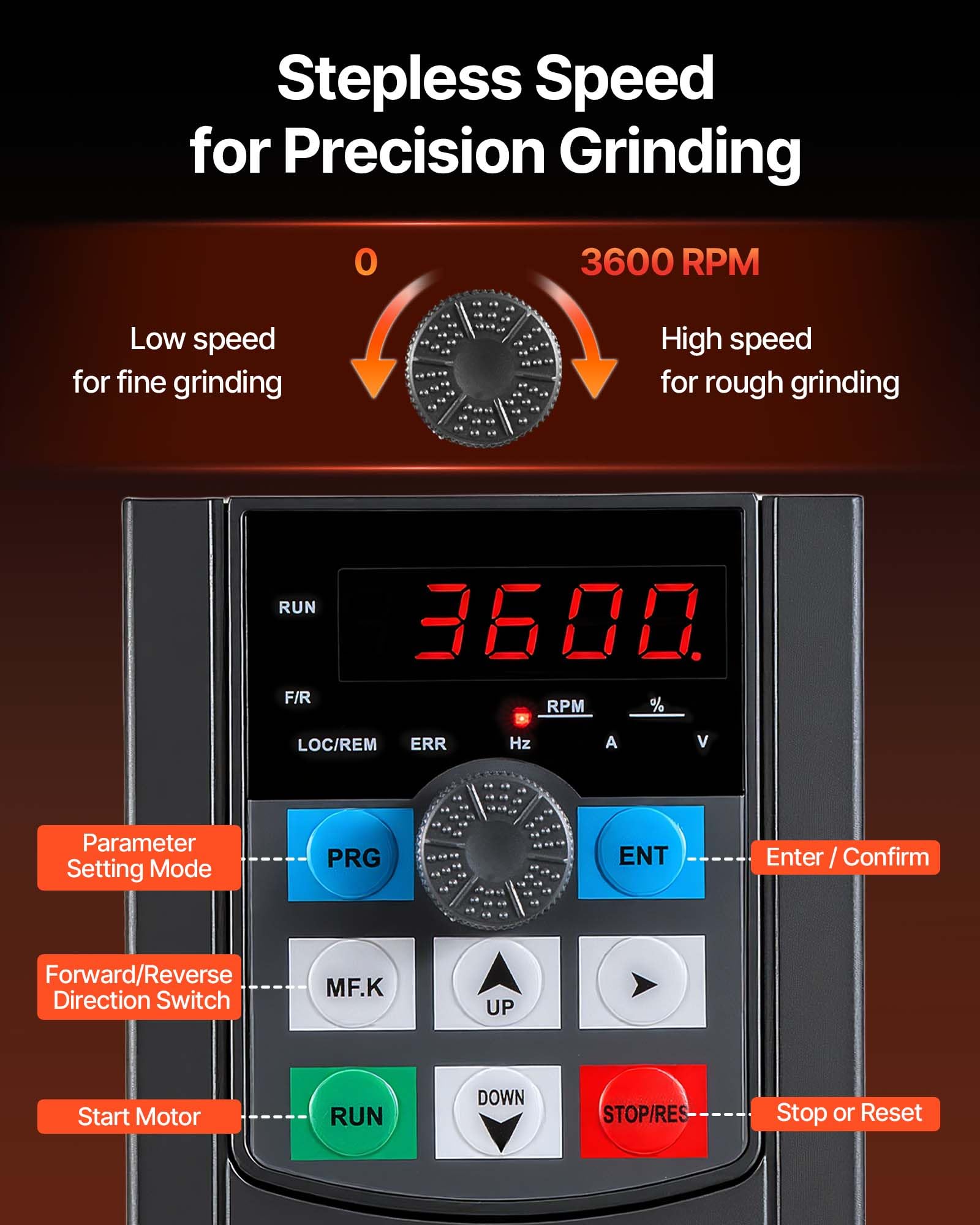 VEVOR 1500W 2HP Belt Sander Grinder, 2" x 82" Variable Speed Belt Grinder for Metalworking, 3-in-1 Belt Sander Polisher with 3 Grinding Moulds & Flat Platen Tool Rest for Knife Making