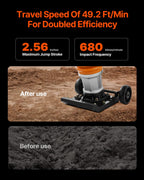 VEVOR Jumping Jack Compactor, 6.5 HP Vibratory Rammer Fuel-Powered 196 cc Engine Tamper, 3600 lbs Impact Force, 26" Max Compaction Depth, for Soil, Gravel, Footings, Concrete Slabs, and Foundations