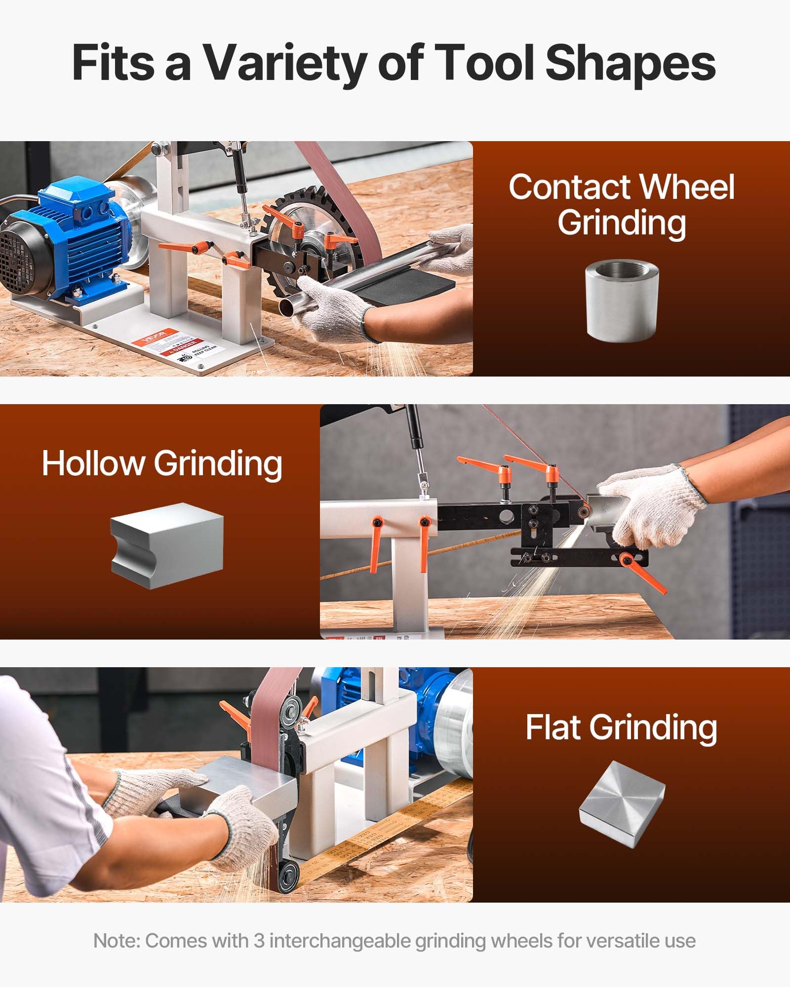 VEVOR 1500W 2HP Belt Sander Grinder, 2" x 82" Variable Speed Belt Grinder for Metalworking, 3-in-1 Belt Sander Polisher with 3 Grinding Moulds & Flat Platen Tool Rest for Knife Making