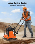 VEVOR Plate Compactor, 6.5 HP 196CC Gas Engine, 5700 VPM Vibrating Ground Rammer, 4047 lbs Compaction Force, 21 x 16 in Plate, Walk Behind Compactor for Paver Landscaping, Asphalt, Foundation, Soil