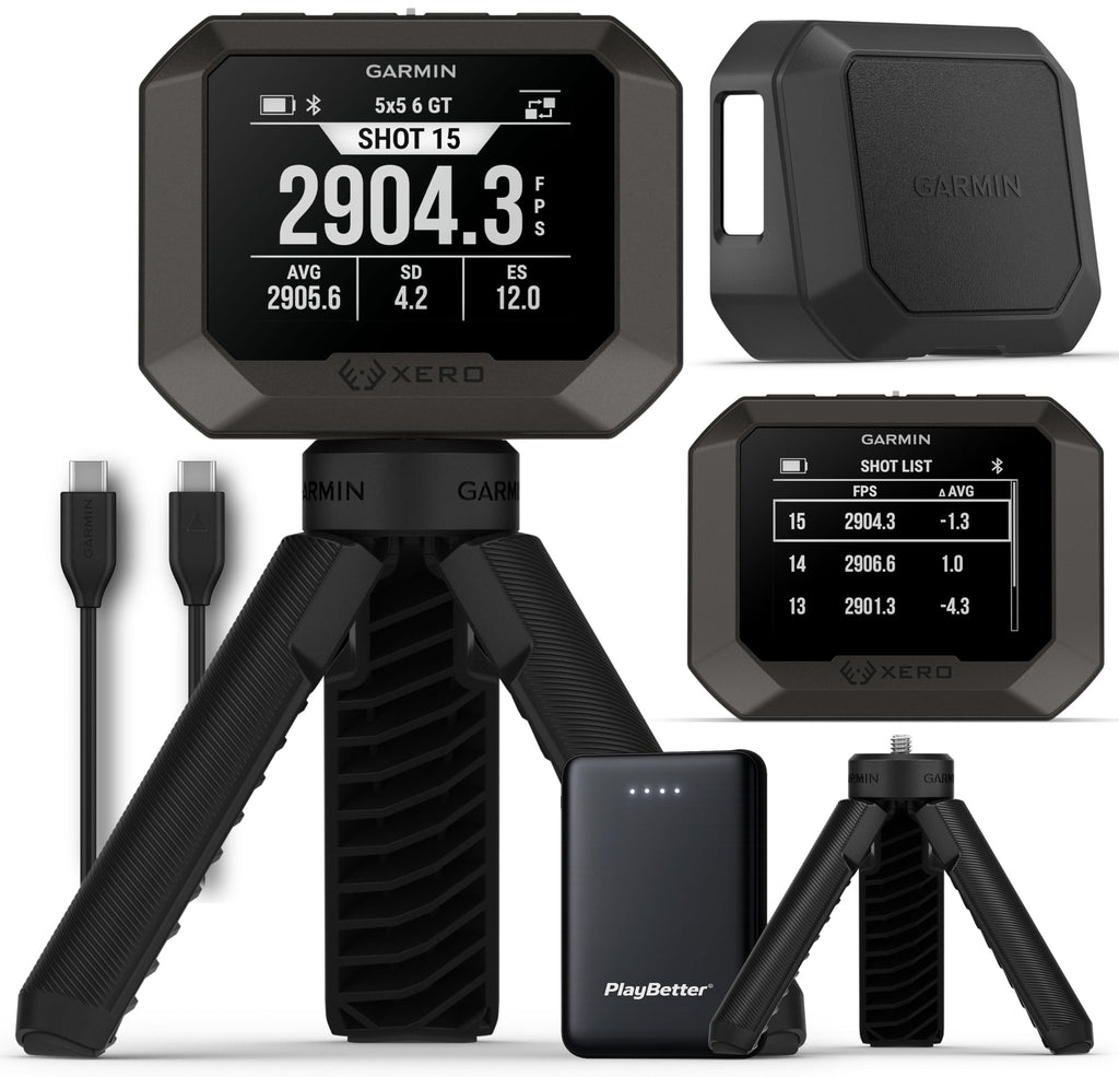 PlayBetter Garmin Xero C2 Chronograph Bundle - Compact & Reliable, 6 Hour Battery Life - Tracks Up to 10 Shots Per Second, from 100 to 5000 FPS 5000mAh Portable Charger