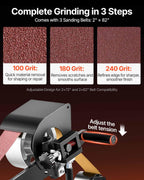 VEVOR 1500W 2HP Belt Sander Grinder, 2" x 82" Variable Speed Belt Grinder for Metalworking, 3-in-1 Belt Sander Polisher with 3 Grinding Moulds & Flat Platen Tool Rest for Knife Making