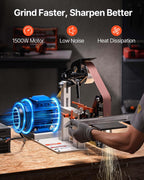 VEVOR 1500W 2HP Belt Sander Grinder, 2" x 82" Variable Speed Belt Grinder for Metalworking, 3-in-1 Belt Sander Polisher with 3 Grinding Moulds & Flat Platen Tool Rest for Knife Making