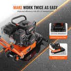 VEVOR 6.5HP Plate Compactor, 196CC Gas Engine, 2360 lbs Vibratory Compaction Tamper, 22.1x15.9 in Plate Power Jumping Jack Tamper, 5600 VPM Pavement Compactor for Walkways, Asphalts, Paver Landscaping